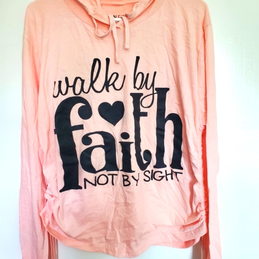 On Fire Peach Hoodie with Black Print